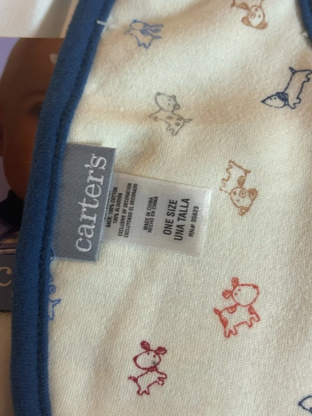NWT Carter's Blue and Tan Puppy Squeak Bib Dogs Gone Cute One Size